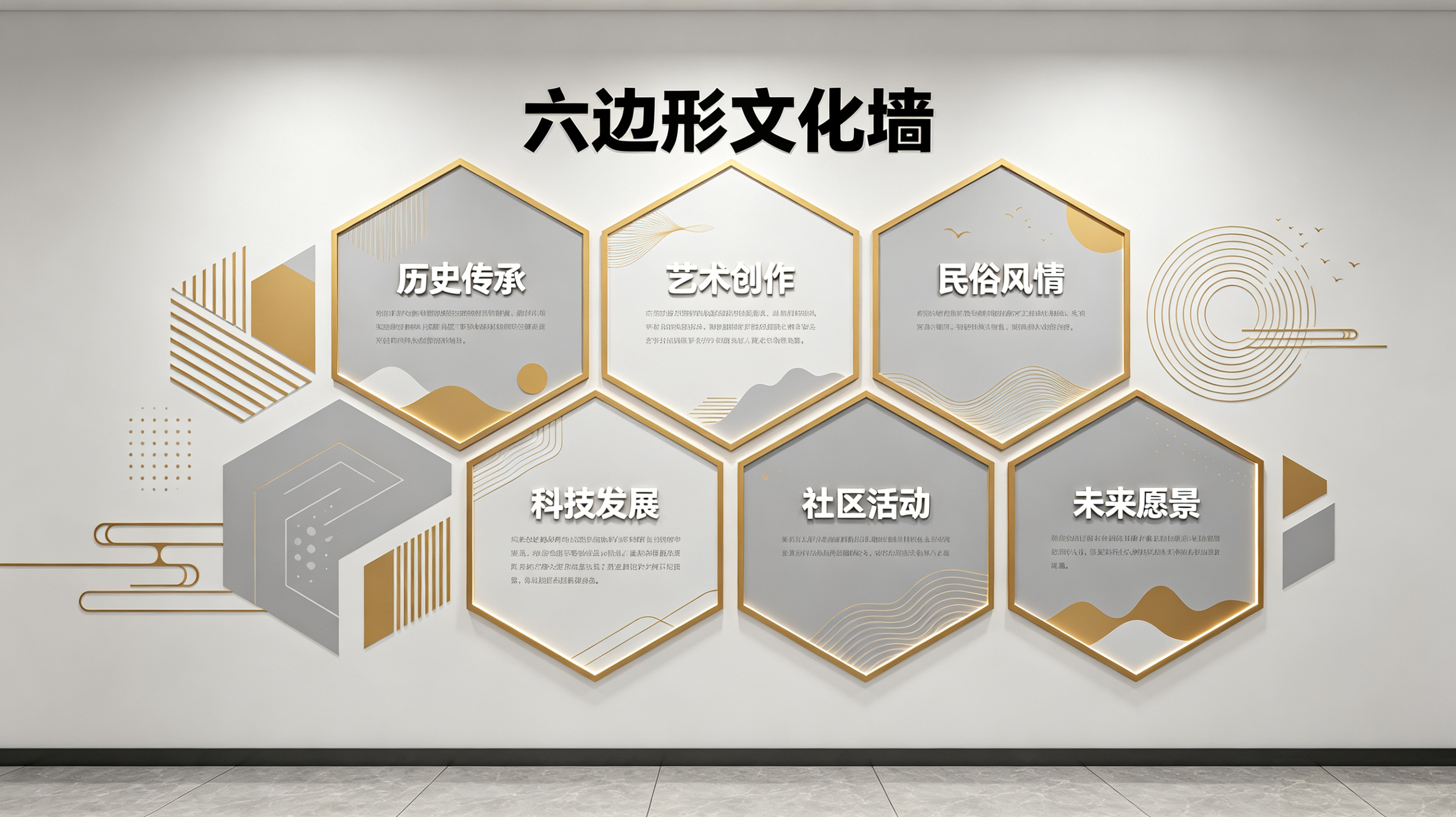 三江企业文化墙 | 六边形信息美学